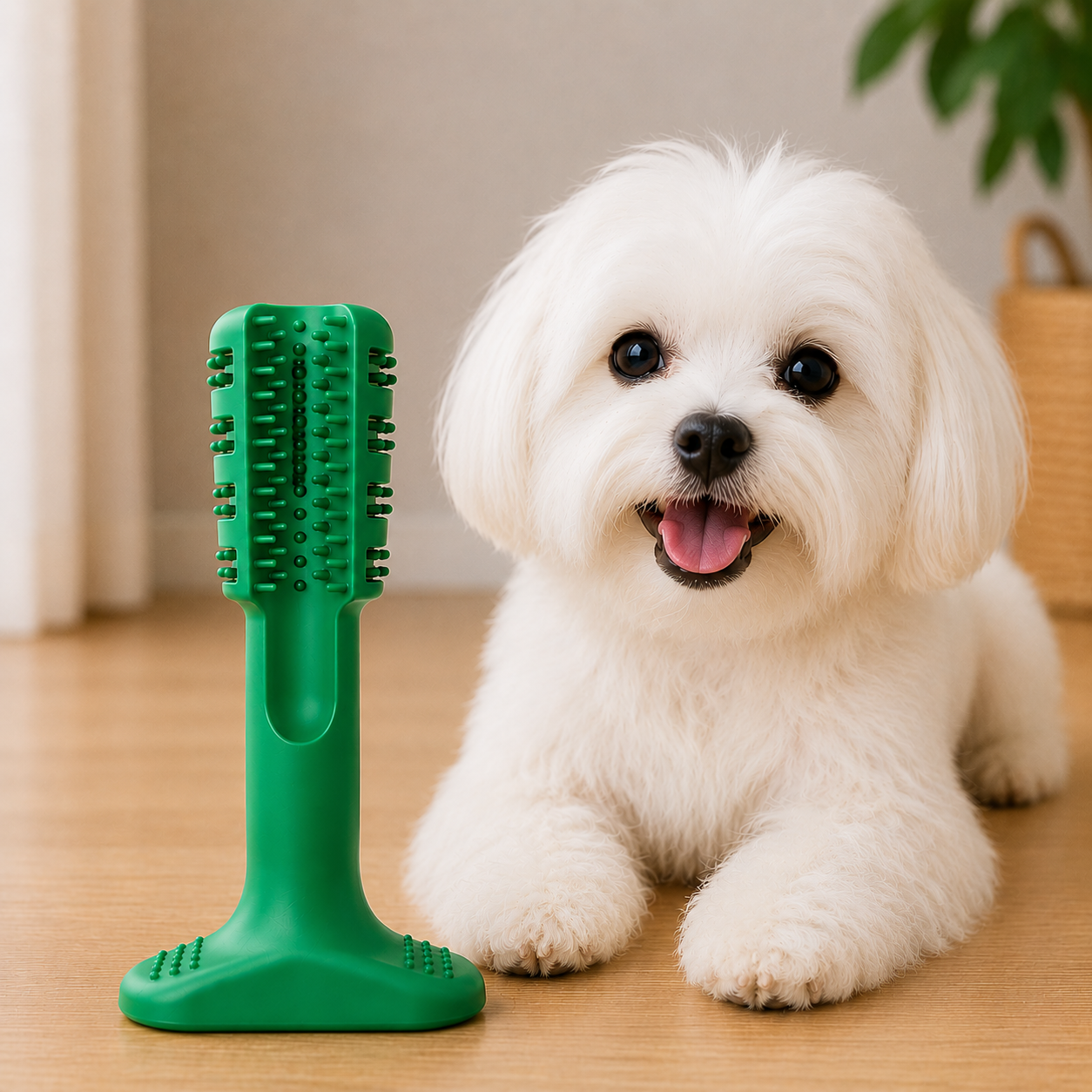 PawsSource Dog Toothbrush Green Small Size - Complete Dental Care Kit for Dogs