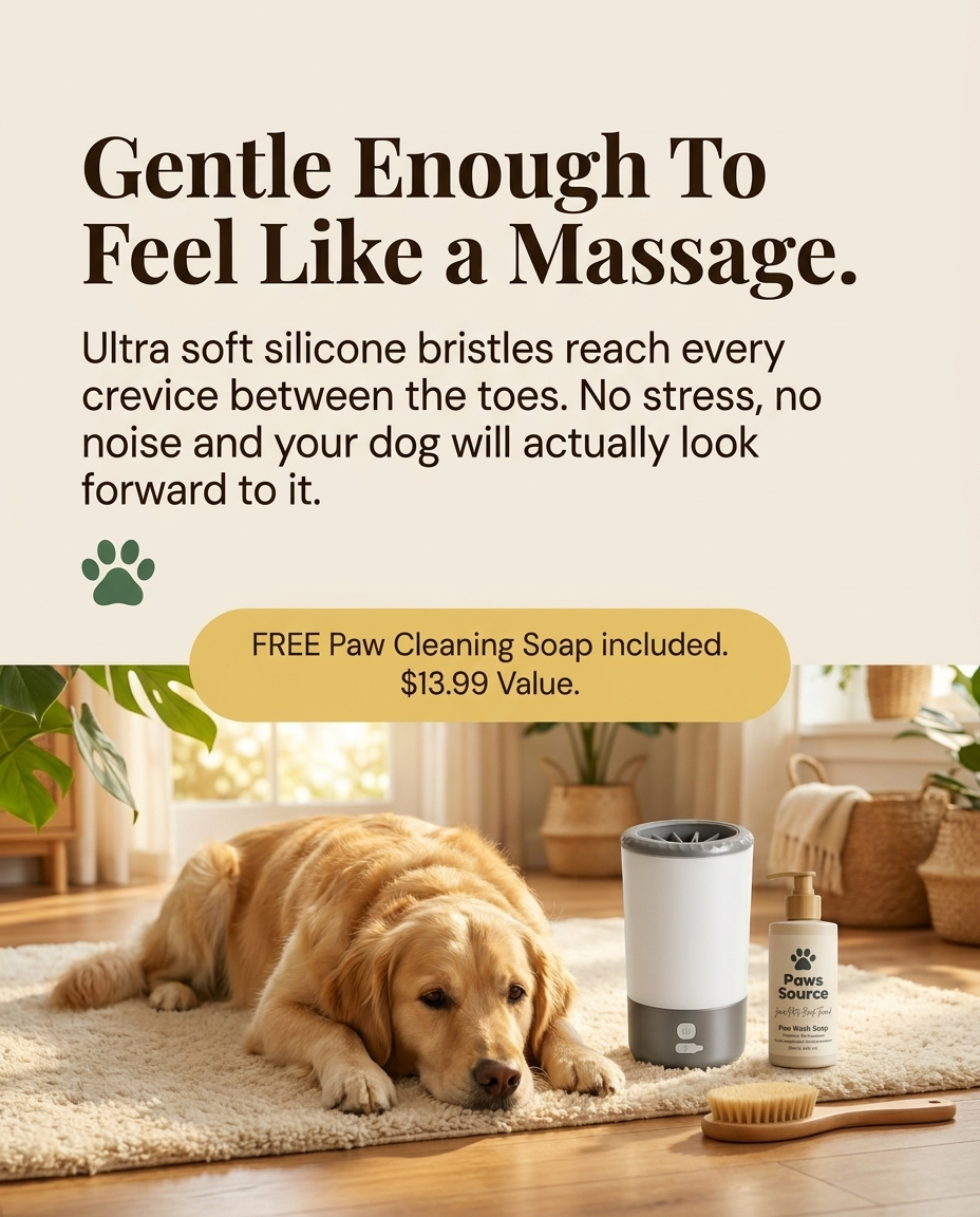 Gentle stress free dog paw cleaning with soft silicone bristles massage