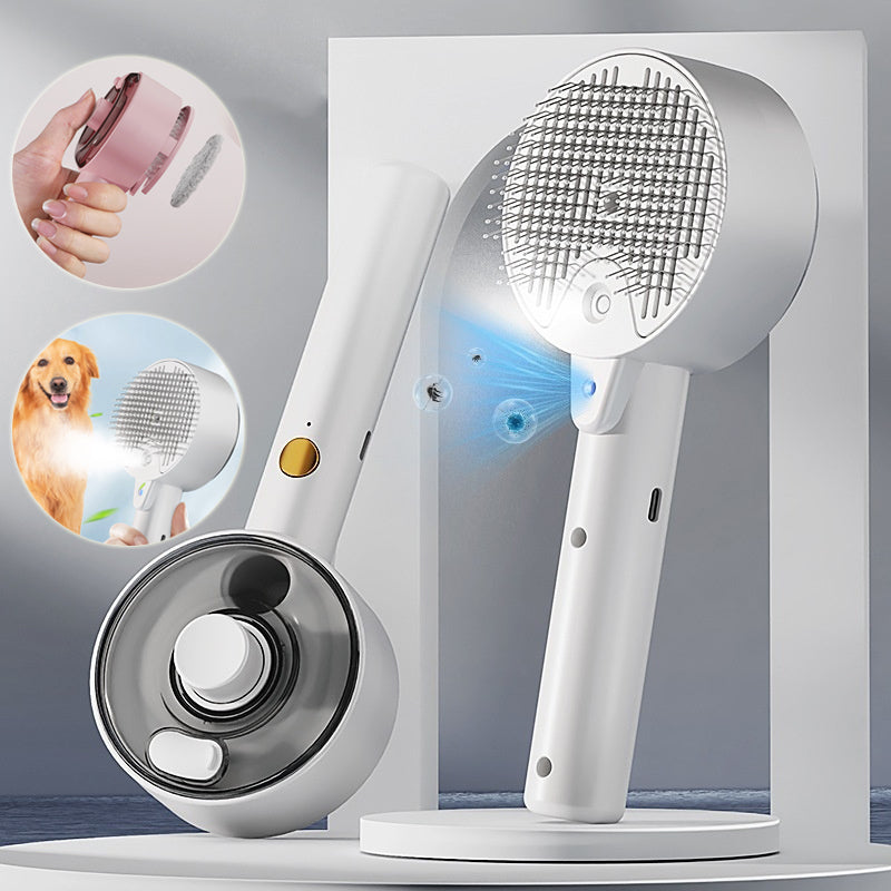 PawsSource 3-in-1 Spray Grooming Comb with UVC Sterilization - Dog and Cat Brush
