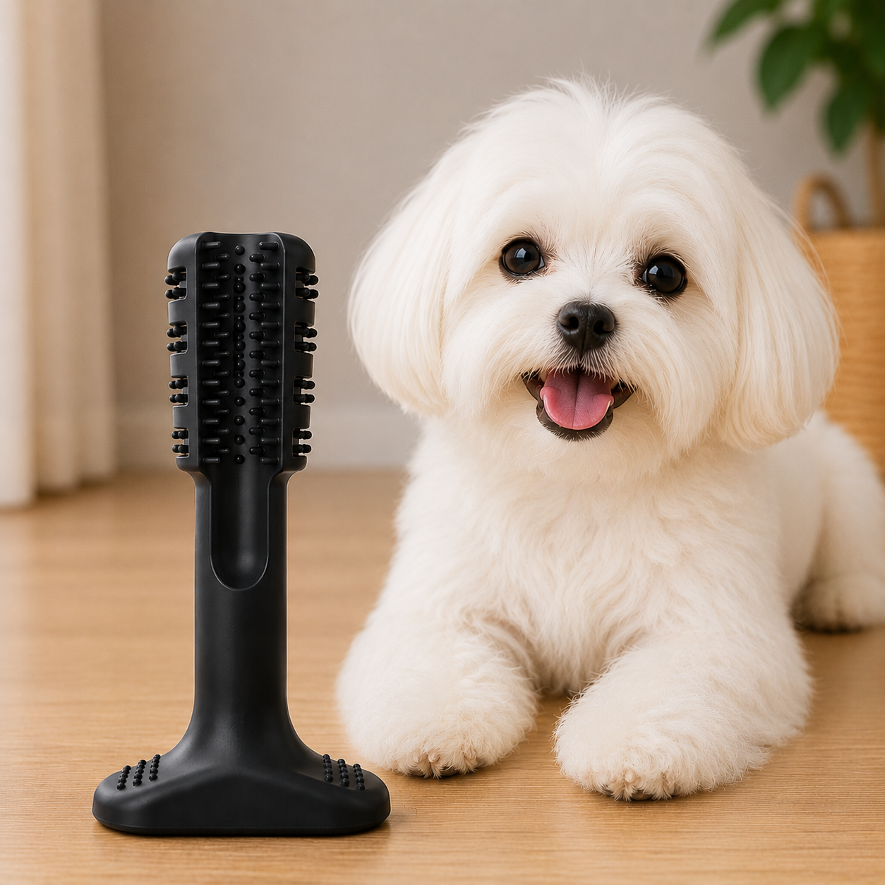 PawsSource Dog Toothbrush Black Small Size - Ideal for Small and Toy Breeds